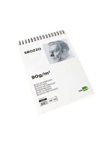 Bloc dibujo liderpapel esbozos espiral a3 297x420mm 100 hojas 90gr m2 sin recuadro