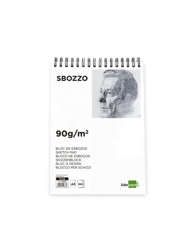 Bloc dibujo liderpapel esbozos espiral a3 297x420mm 100 hojas 90gr m2 sin recuadro