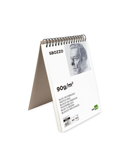 Bloc dibujo liderpapel esbozos espiral din a4 210x297mm 100 hojas 90gr m2 sin recuadro