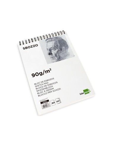 Bloc dibujo liderpapel esbozos espiral din a4 210x297mm 100 hojas 90gr m2 sin recuadro