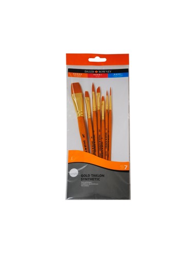 Pinceles daler rowney simply art sintentico mango corto dorado blister de 7 unidades