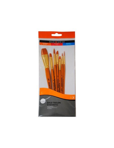 Pinceles daler rowney simply art sintentico mango corto dorado blister de 7 unidades Pinceles daler rowney simply art sintentico mango corto dorado blister de 7 unidades