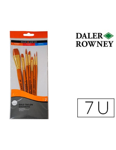 Pinceles daler rowney simply art sintentico mango corto dorado blister de 7 unidades