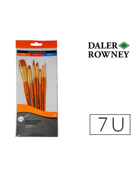 Pinceles daler rowney simply art sintentico mango corto dorado blister de 7 unidades Pinceles daler rowney simply art sintentico mango corto dorado blister de 7 unidades