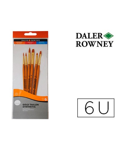 Pinceles daler rowney simply art sintentico mango corto dorado blister de 6 unidades