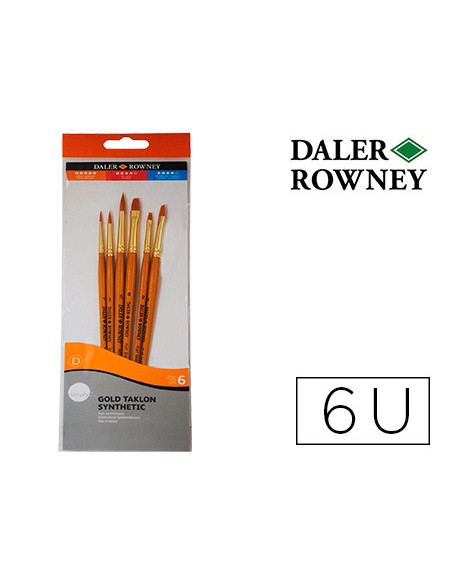Pinceles daler rowney simply art sintentico mango corto dorado blister de 6 unidades Pinceles daler rowney simply art sintentico mango corto dorado blister de 6 unidades