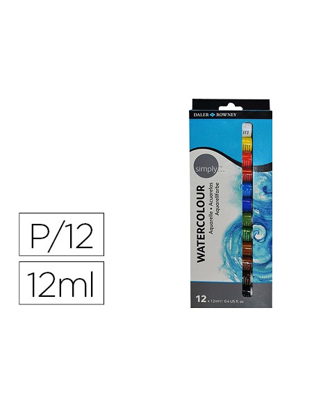 Pintura acuarela daler rowney simply caja de 12 colores surtidos tubo de 12 ml Pintura acuarela daler rowney simply caja de 12 colores surtidos tubo de 12 ml