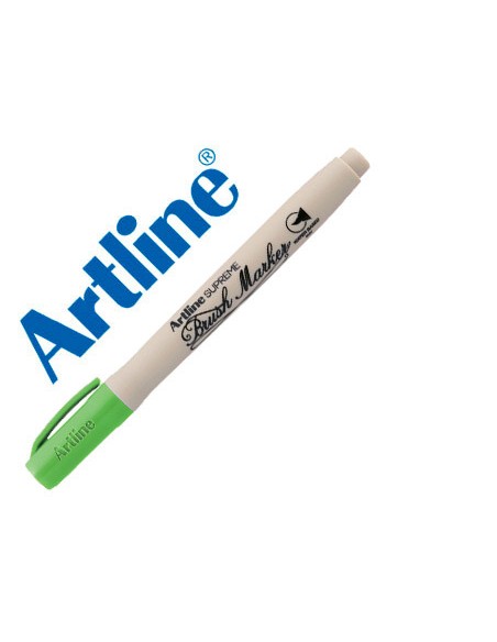 Rotulador artline supreme brush pintura base de agua punta tipo pincel trazo variable verde amarillento