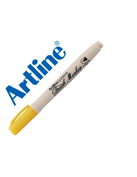 Rotulador artline supreme brush pintura base de agua punta tipo pincel trazo variable amarillo