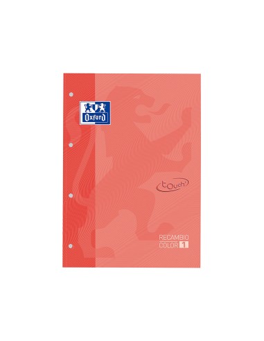 Recambio color 1 oxford din a4 80 hojas 90 gr cuadricula 5 mm tapa blanda 4 taladros coral touch
