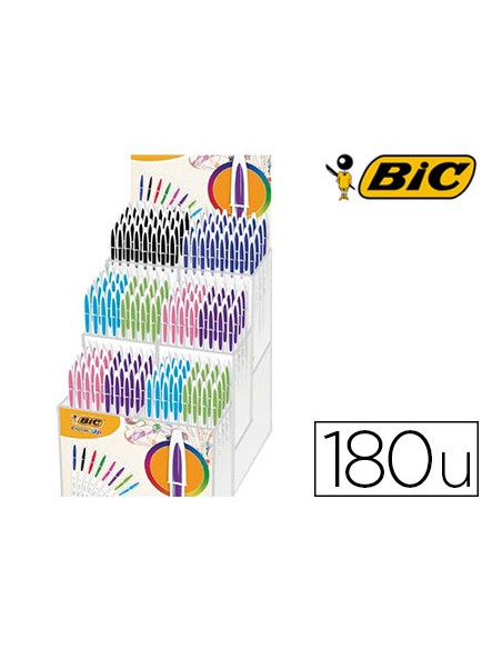 Boligrafo bic cristal up bicolor punta de 12 mm expositor de 180 unidades colores surtidos
