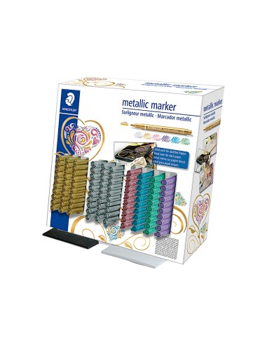 Rotulador staedtler metalico 8323 expositor sobremesa de 100 unidades colores surtidos