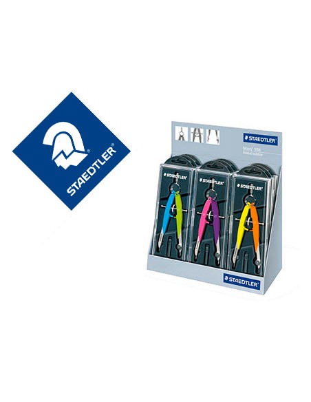 Compas staedtler micrometrico 556 con husillo y rueda central color neon expositor sobremesa de 9 unidades Compas staedtler micrometrico 556 con husillo y rueda central color neon expositor sobremesa de 9 unidades