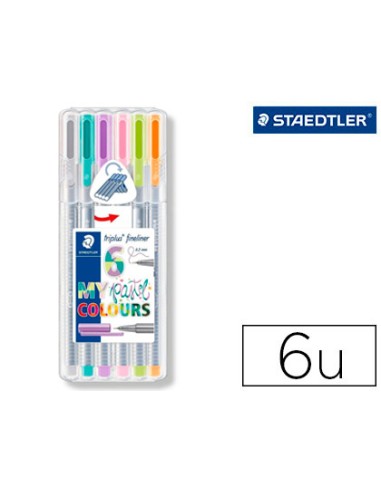 Rotulador staedtler triplus fineliner my pastel estuche de 6 unidades colores surtidos