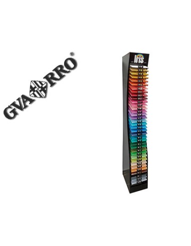 Expositor guarro metalico vacio 36 estantes para cartulina iris din a4 185 gr 30x40x200 cm