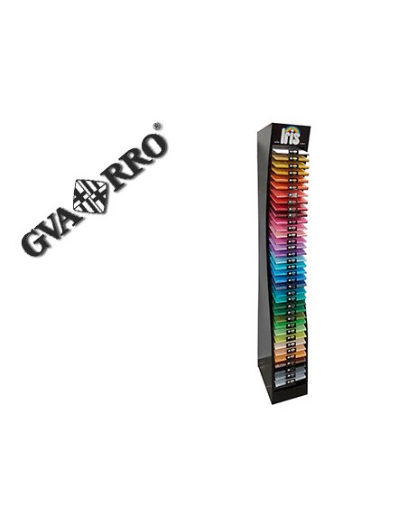 Expositor guarro metalico vacio 36 estantes para cartulina iris din a4 185 gr 30x40x200 cm