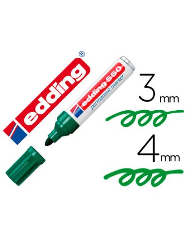 Rotulador edding punta fibra permanente 550 verde n 4 punta redonda recargable