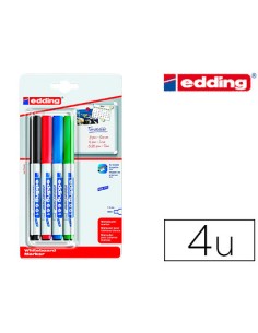 Rotulador edding para pizarra blanca 661 punta redonda 1 2 mm blister de 4 unidades colores surtidas