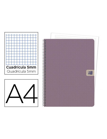 Cuaderno espiral oxford tapa extradura european book 1 nature din a4 80 hojas 90 gr cuadricula 5 mm sin bandas