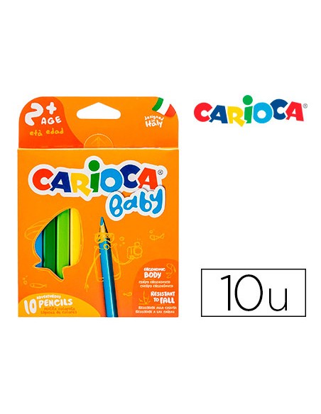 Lapices de colores carioca baby 2 anos caja de 10 colores surtidos