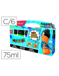 Tempera maped color peps ultra lavable caja de 6 colores surtidos secundarios 75 ml