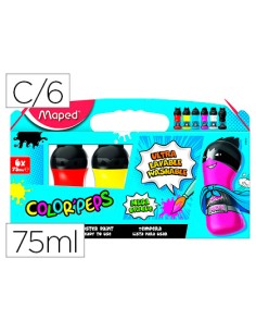Tempera maped color peps ultra lavable caja de 6 colores surtidos primarios 75 ml