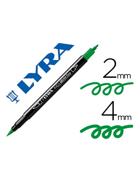 Rotulador lyra aqua brush acuarelable doble punta fina y pincel verde