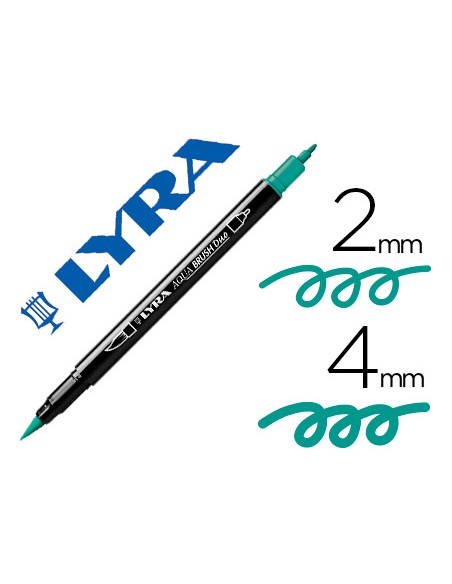 Rotulador lyra aqua brush acuarelable doble punta fina y pincel verde noche