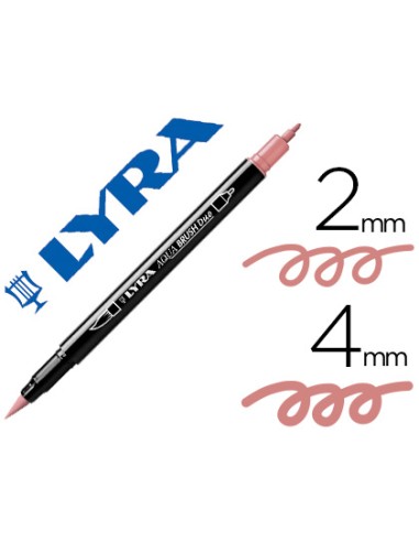 Rotulador lyra aqua brush acuarelable doble punta fina y pincel rosa carmin