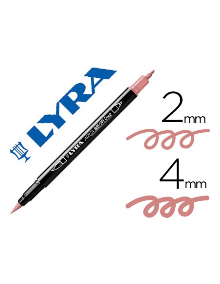 Rotulador lyra aqua brush acuarelable doble punta fina y pincel rosa carmin