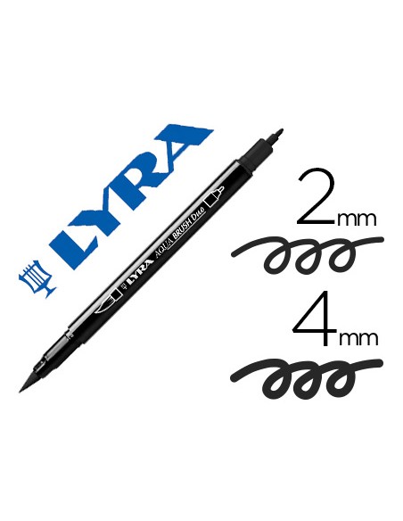 Rotulador lyra aqua brush acuarelable doble punta fina y pincel negro