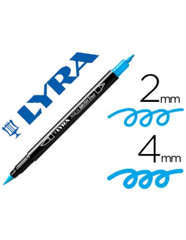 Rotulador lyra aqua brush acuarelable doble punta fina y pincel azul claro