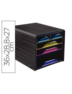Fichero cajones de sobremesa cep 5 cajones mixtos negro multicolor 360x288x270 mm