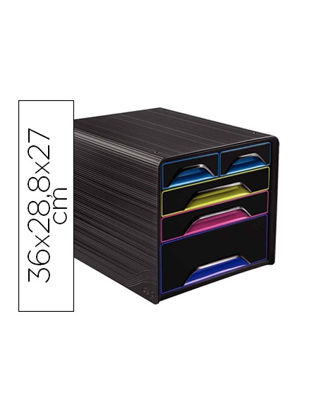 Fichero cajones de sobremesa cep 5 cajones mixtos negro multicolor 360x288x270 mm