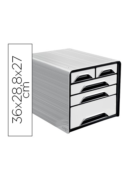Fichero cajones de sobremesa cep 5 cajones mixtos blanco negro 360x288x270 mm