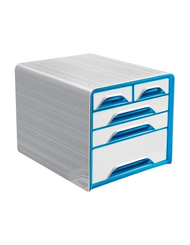 Fichero cajones de sobremesa cep 5 cajones mixtos blanco azul 360x288x270 mm