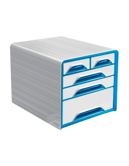 Fichero cajones de sobremesa cep 5 cajones mixtos blanco azul 360x288x270 mm