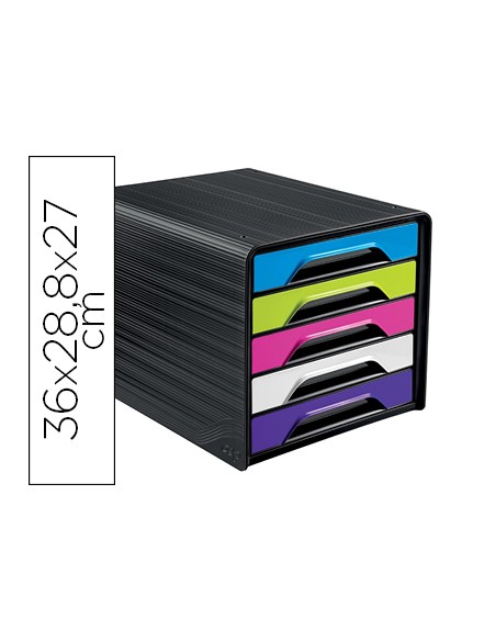 Fichero cajones de sobremesa cep 5 cajones negro multicolor flashy 360x288x270 mm