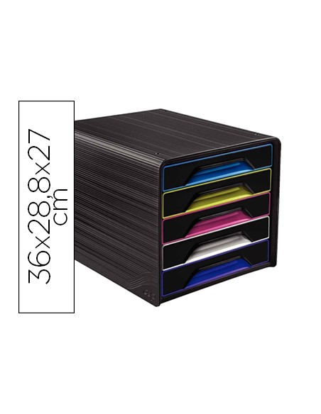 Fichero cajones de sobremesa cep 5 cajones negro multicolor 360x288x270 mm