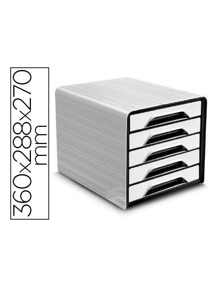 Fichero cajones de sobremesa cep 5 cajones blanco negro 360x288x270 mm