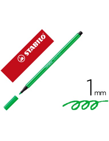 Rotulador stabilo acuarelable pen 68 verde neon punta gruesa 1mm