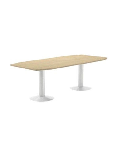 Mesa de reunion rocada meeting 3003atw02 estructura columna doble acero blanco tablero madera gris