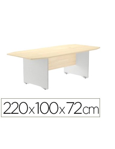 Mesa de reunion rocada meeting 3003ab01 estructura madera gris aluminio tablero madera haya 220x100x72 cm