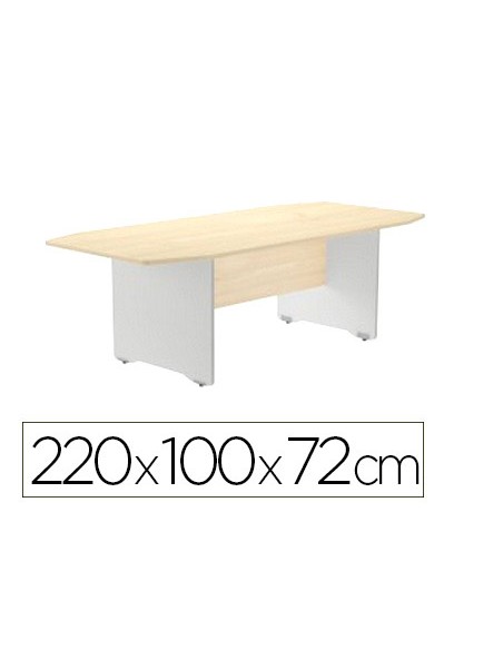 Mesa de reunion rocada meeting 3003ab01 estructura madera gris aluminio tablero madera haya 220x100x72 cm