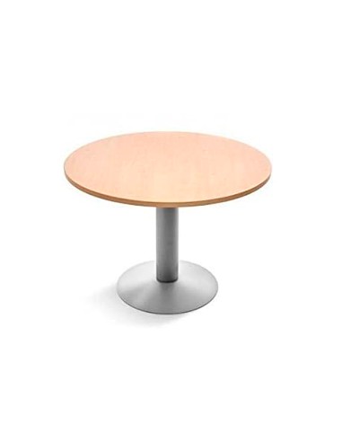 Mesa de reunion rocada meeting 3006atw01 estructura columna acero blanco tablero madera haya 120 cm diametro