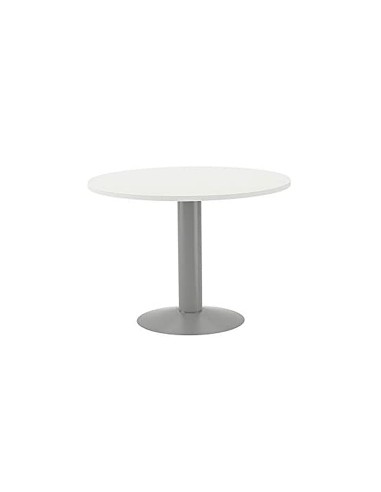 Mesa de reunion rocada meeting 3006at04 estructura columna acero gris tablero madera blanco 120 cm diametro