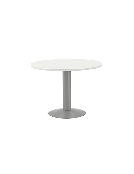 Mesa de reunion rocada meeting 3006at04 estructura columna acero gris tablero madera blanco 120 cm diametro Mesa de reunion rocada meeting 3006at04 estructura columna acero gris tablero madera blanco 120 cm diametro
