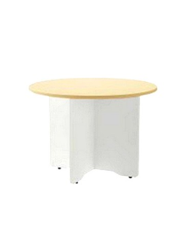 Mesa de reunion rocada meeting 3006aw04 estructura madera blanco en aspas tablero madera haya 120 cm