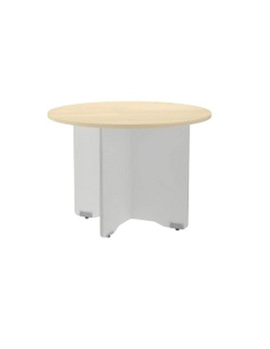 Mesa de reunion rocada meeting 3006ab02 estructura madera gris aluminio en aspas tablero madera gris 120 cm