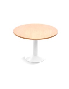 Mesa de reunion rocada meeting 3005atw02 estructura columna acero blanco tablero madera gris 100 cm diametro